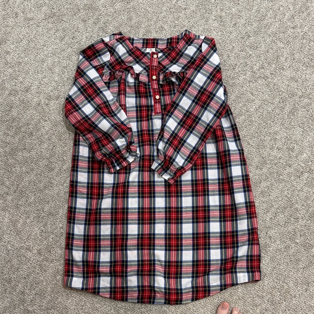J. Crew Kids Plaid Nightgown in Red and Black